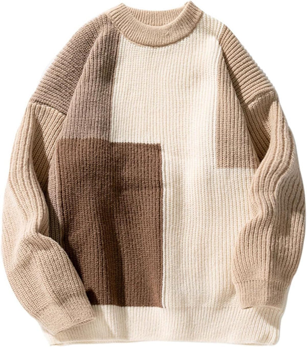 Mens Oversized Sweater Unisex Long Sleeve Cable Knit Sweaters Aesthetic Streetwear Casual Sweater Jumper Tops