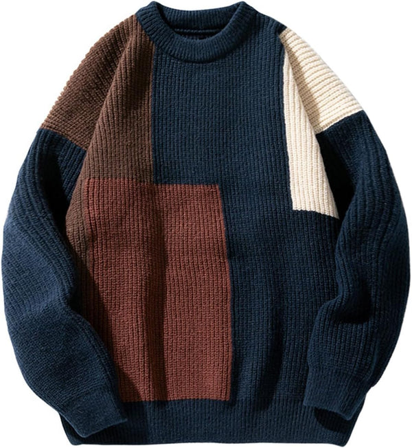 Mens Oversized Sweater Unisex Long Sleeve Cable Knit Sweaters Aesthetic Streetwear Casual Sweater Jumper Tops