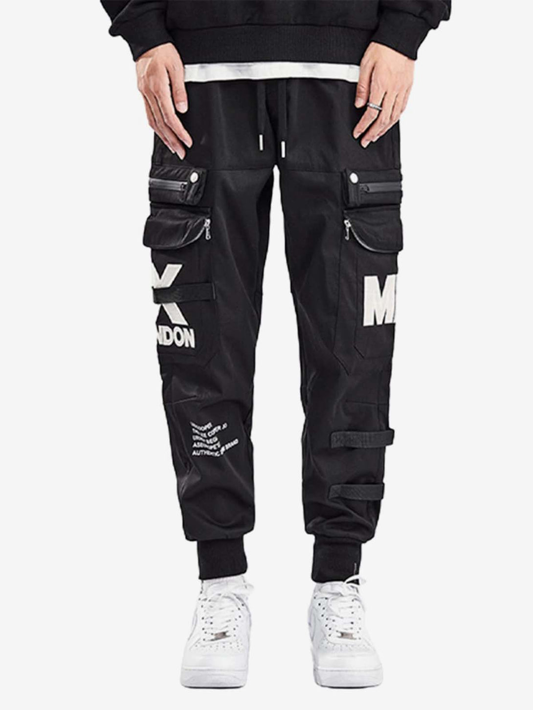 Letter Print Casual Cargo Pants - laixton