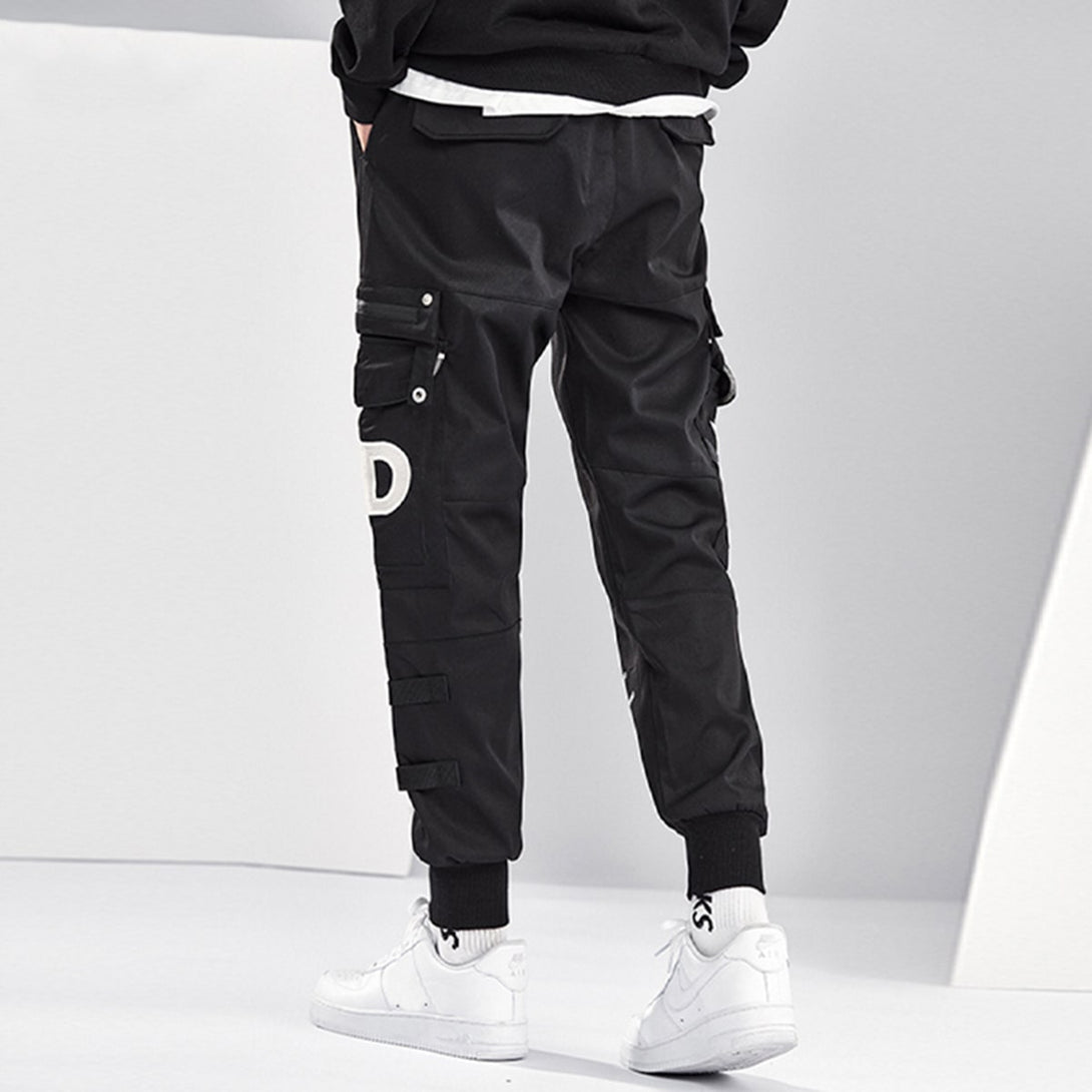 Letter Print Casual Cargo Pants - laixton