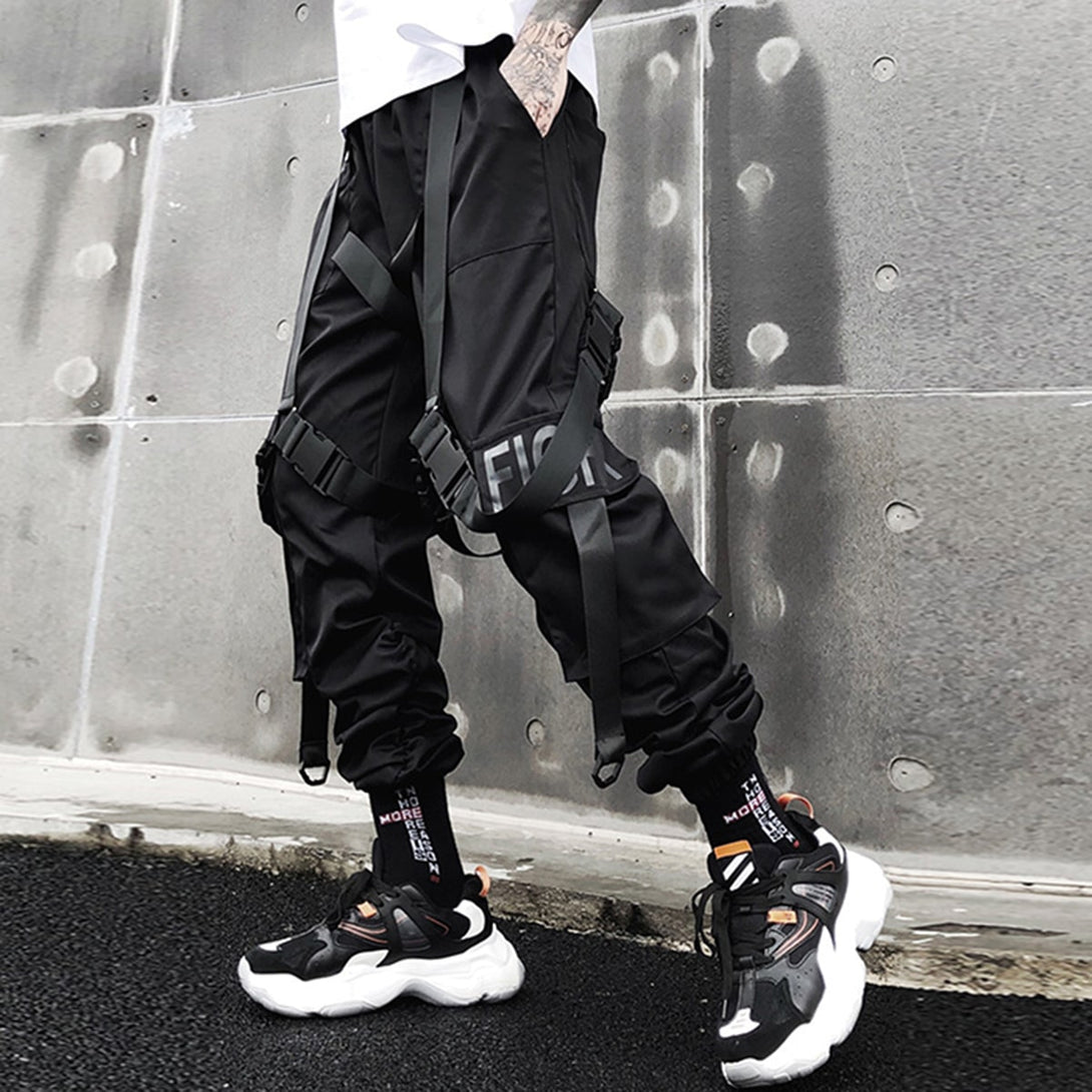 Letters Outdoor Fashion Casual Strapped Cargo Pants - laixton
