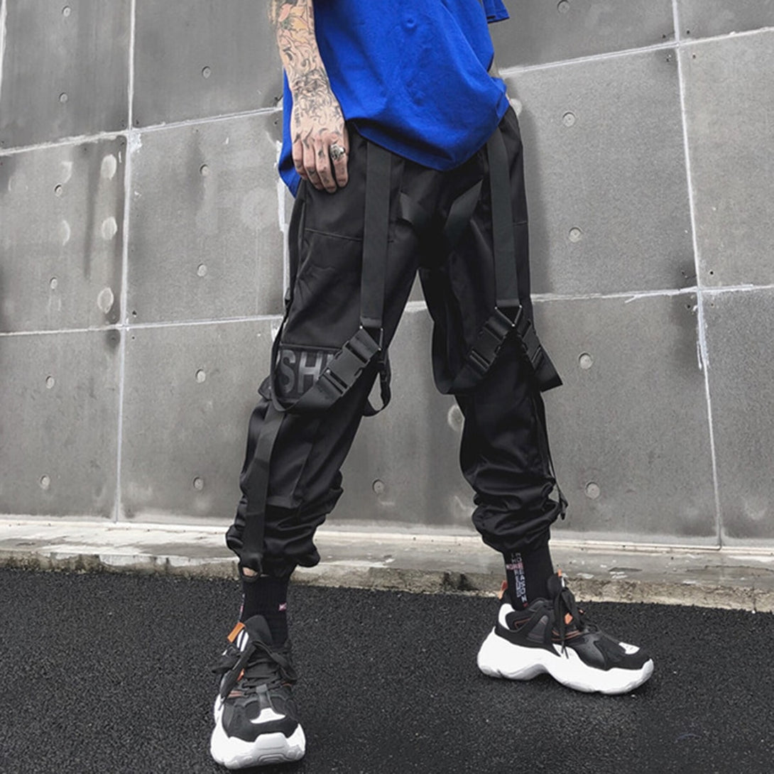 Letters Outdoor Fashion Casual Strapped Cargo Pants - laixton